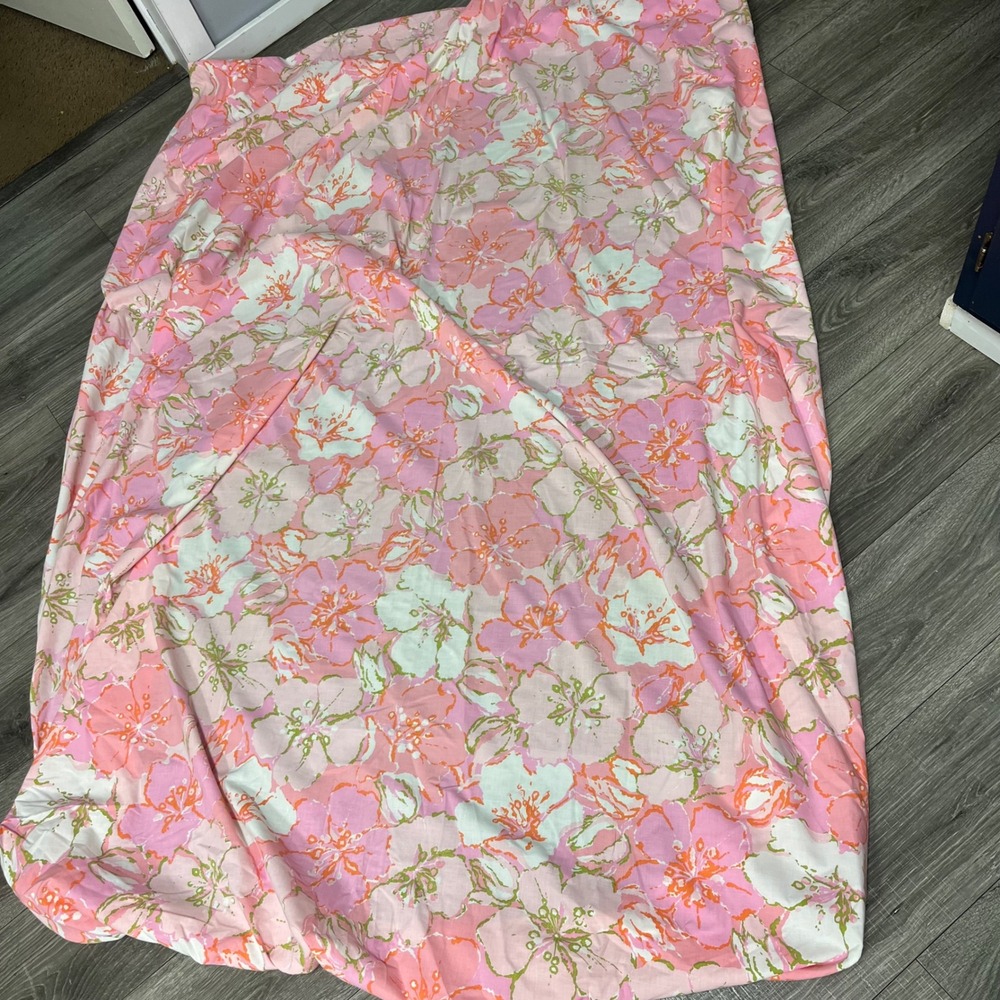 Vintage Cannon Royal Family Pink Orange Floral Full Fitted Sheet No Iron Muslin